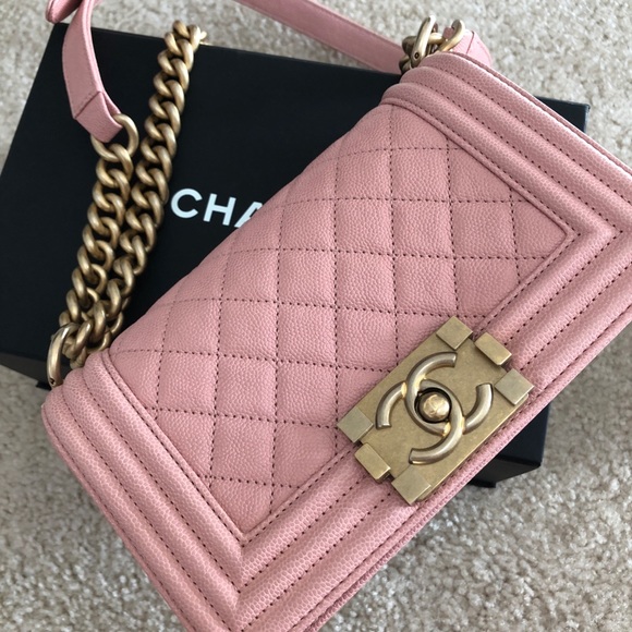 CHANEL Handbags - 100% Authentic Small Chanel Le Boy Pink Caviar